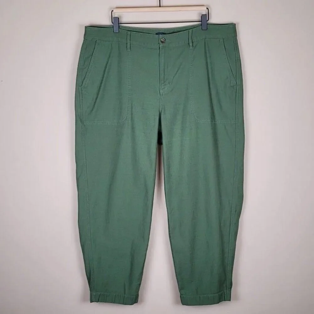 J. Crew Size 18 Cotton Camp Pants High Rise Crop Utility Green
